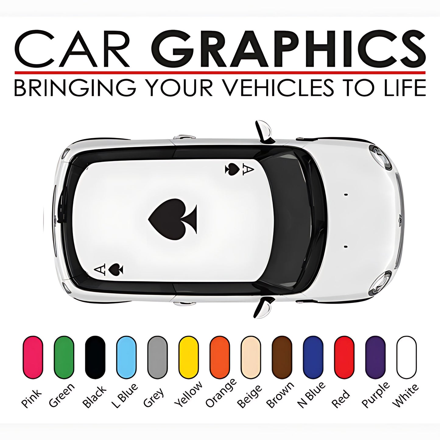 Mini Cooper Ace of Spades Roof Graphics Stickers and Decals