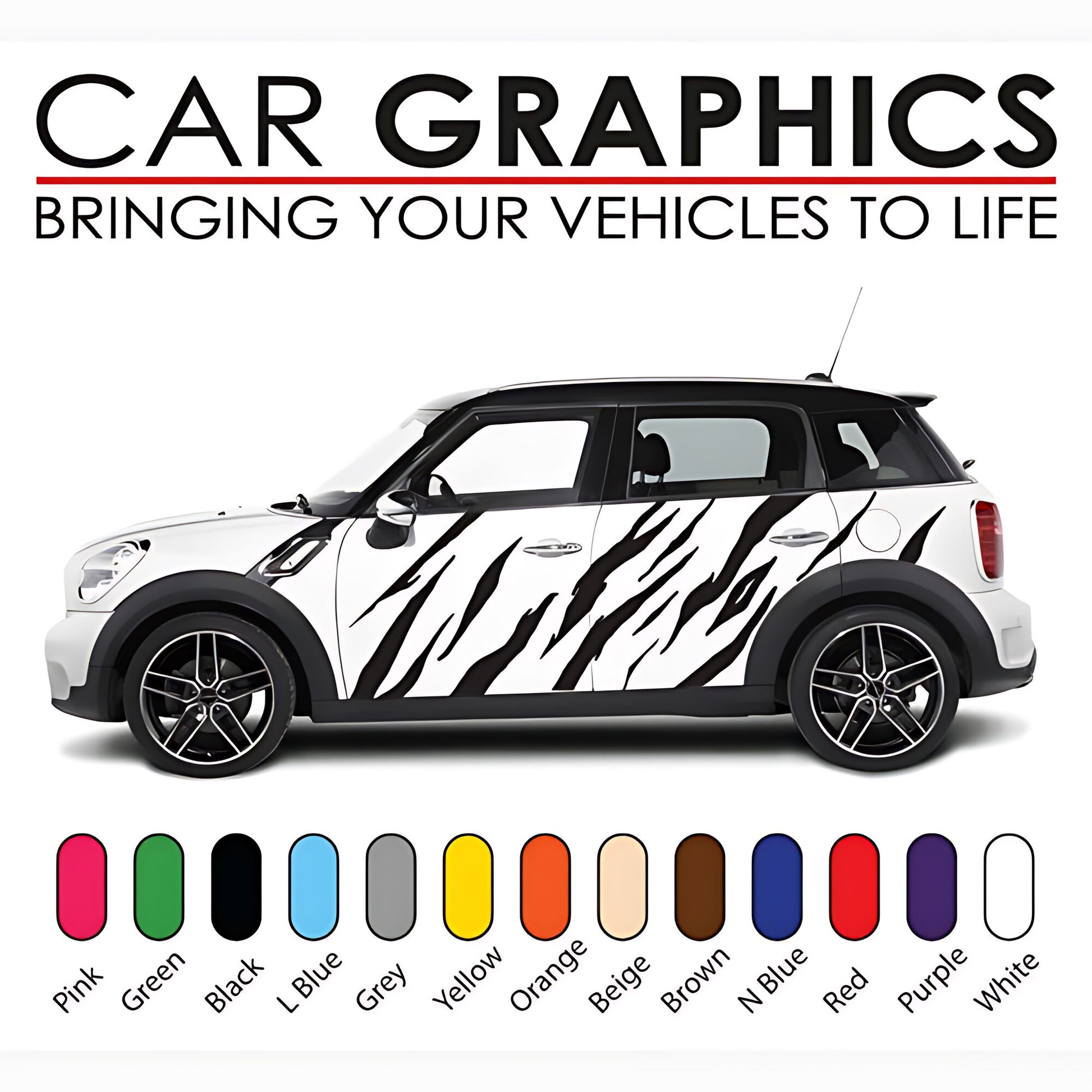 Mini Cooper Performance Side Graphic Stickers and Decals