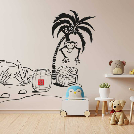 Monkey in Tree with Treasure Chest