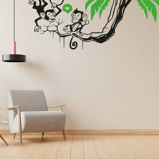 Monkey in tree - Funny Wall Sticker Jungle Decal
