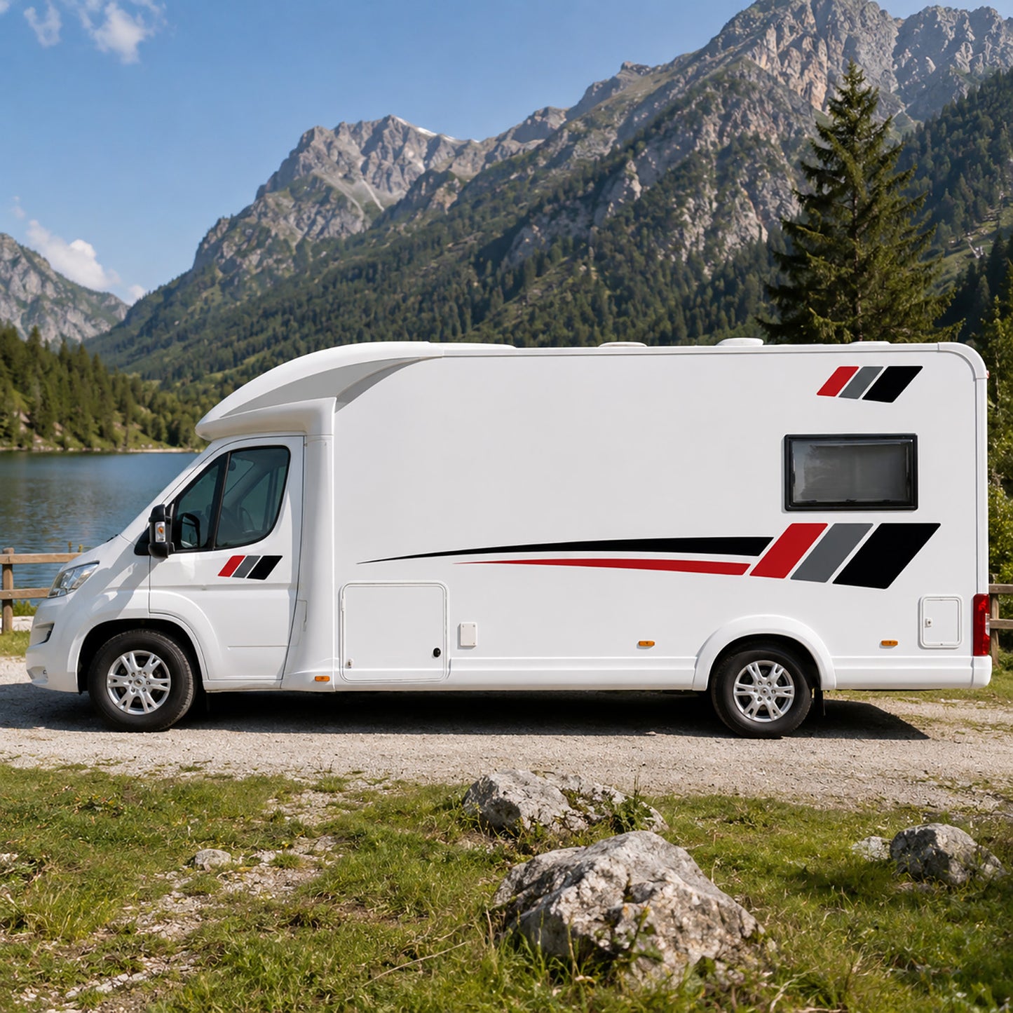 Compact Stripe Motorhome Side Graphics – Campervan Accent Decals