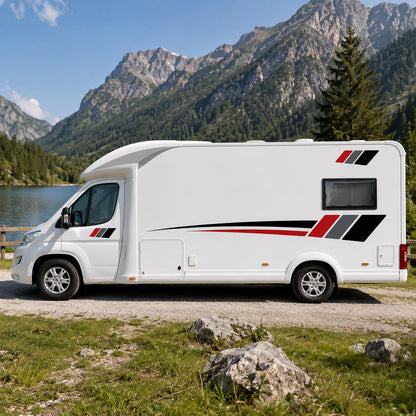 Compact Stripe Motorhome Side Graphics – Campervan Accent Decals