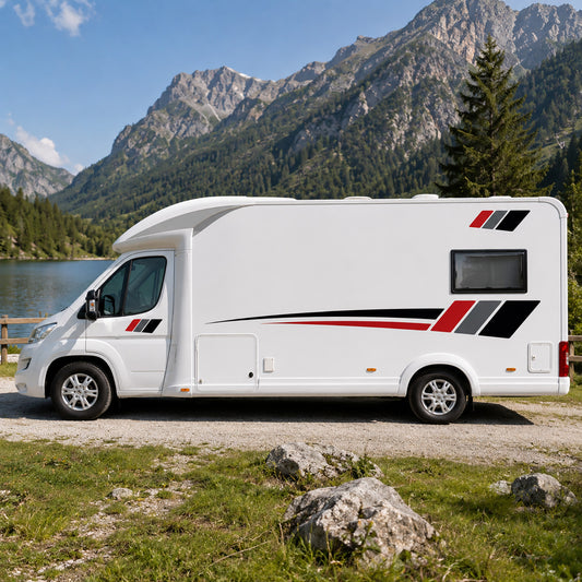 Compact Stripe Motorhome Side Graphics – Campervan Accent Decals