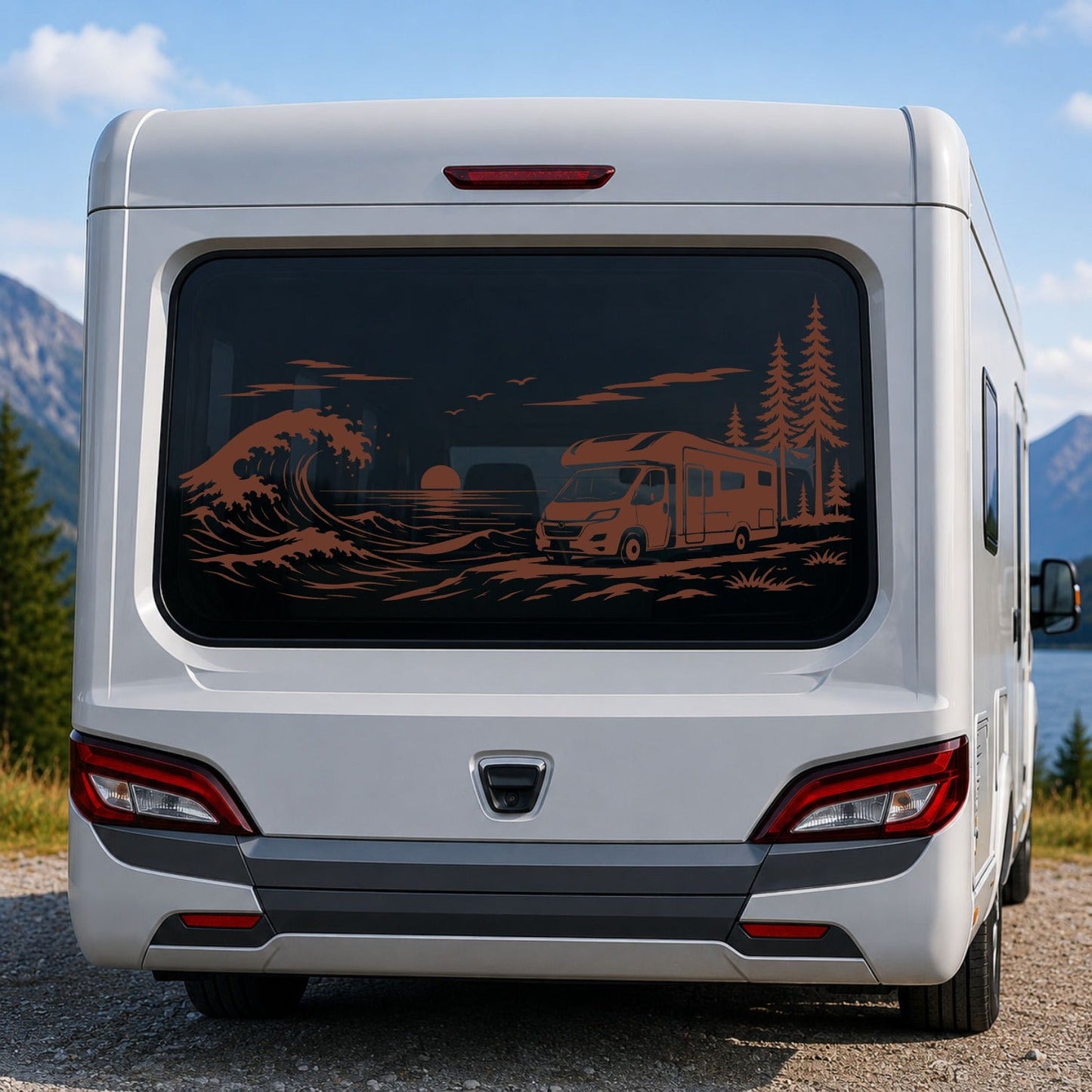 Caravan Ocean wave Rear Window Sticker Graphics Decal