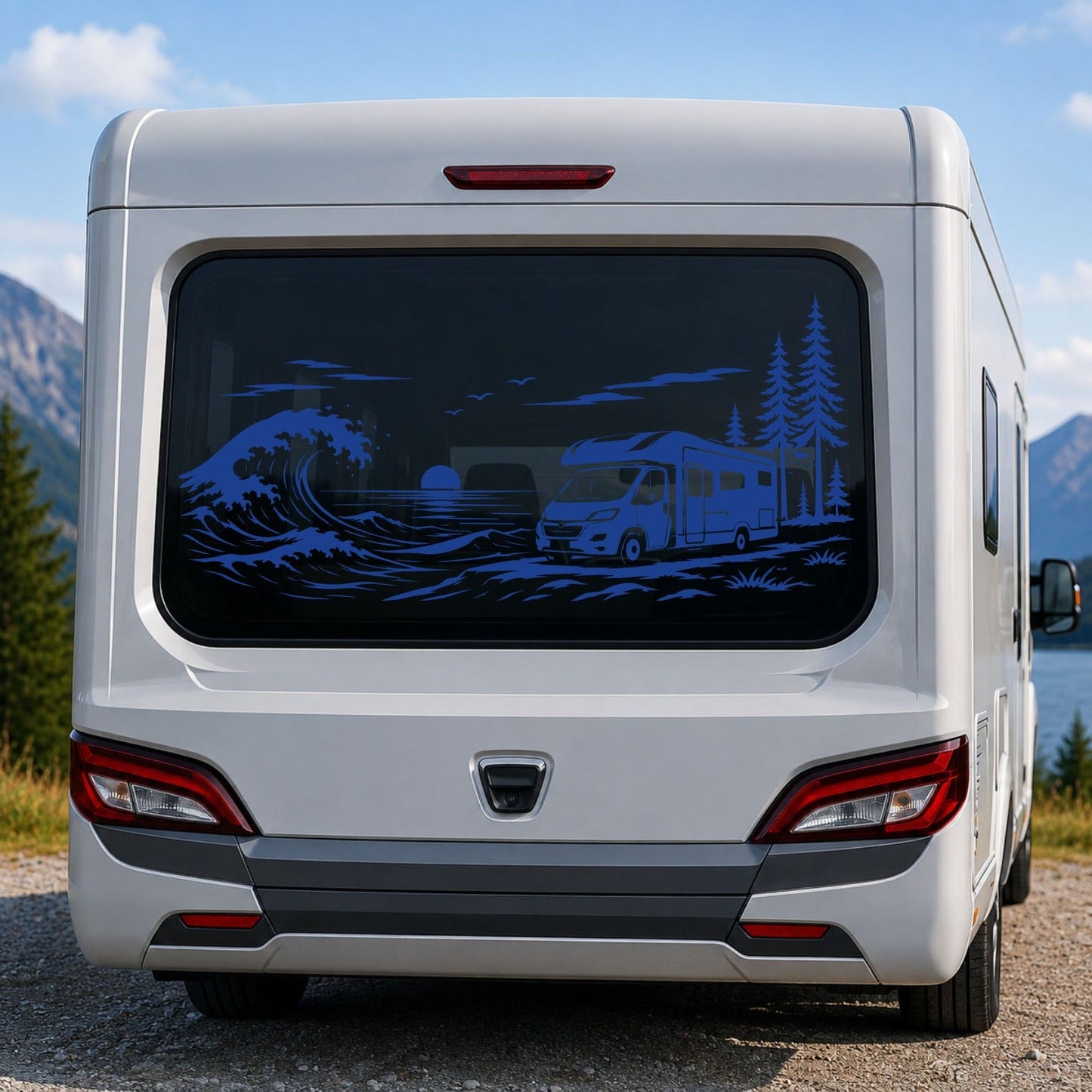 Caravan Ocean wave Rear Window Sticker Graphics Decal