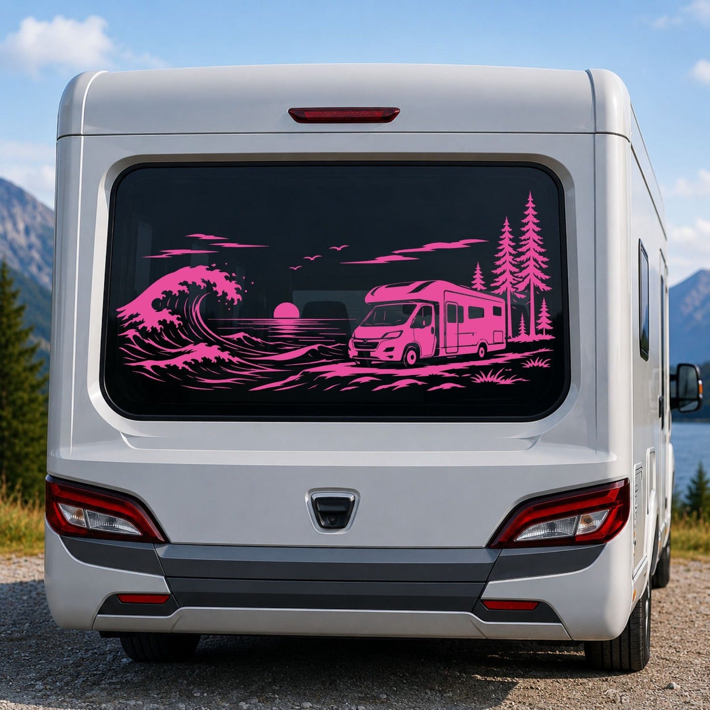 Caravan Ocean wave Rear Window Sticker Graphics Decal