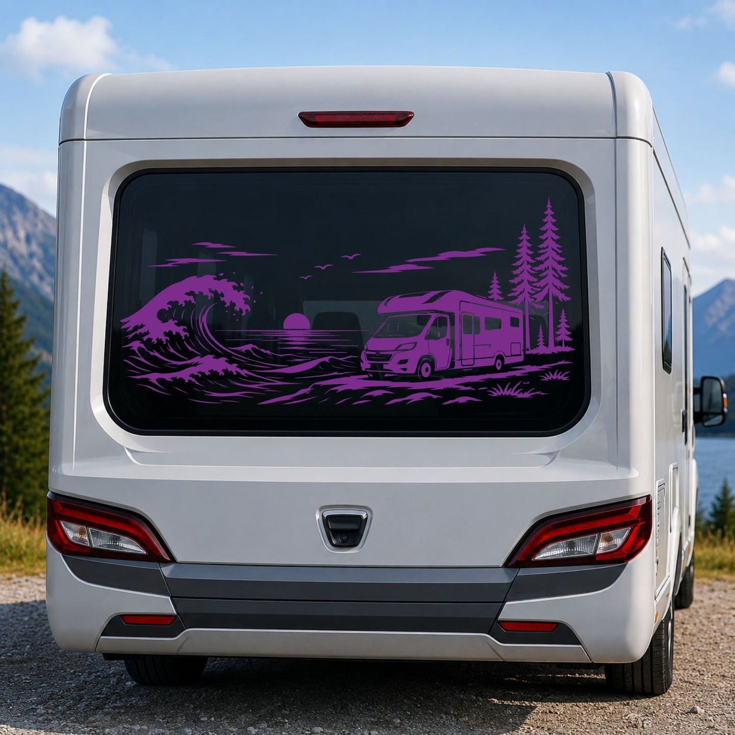 Caravan Ocean wave Rear Window Sticker Graphics Decal
