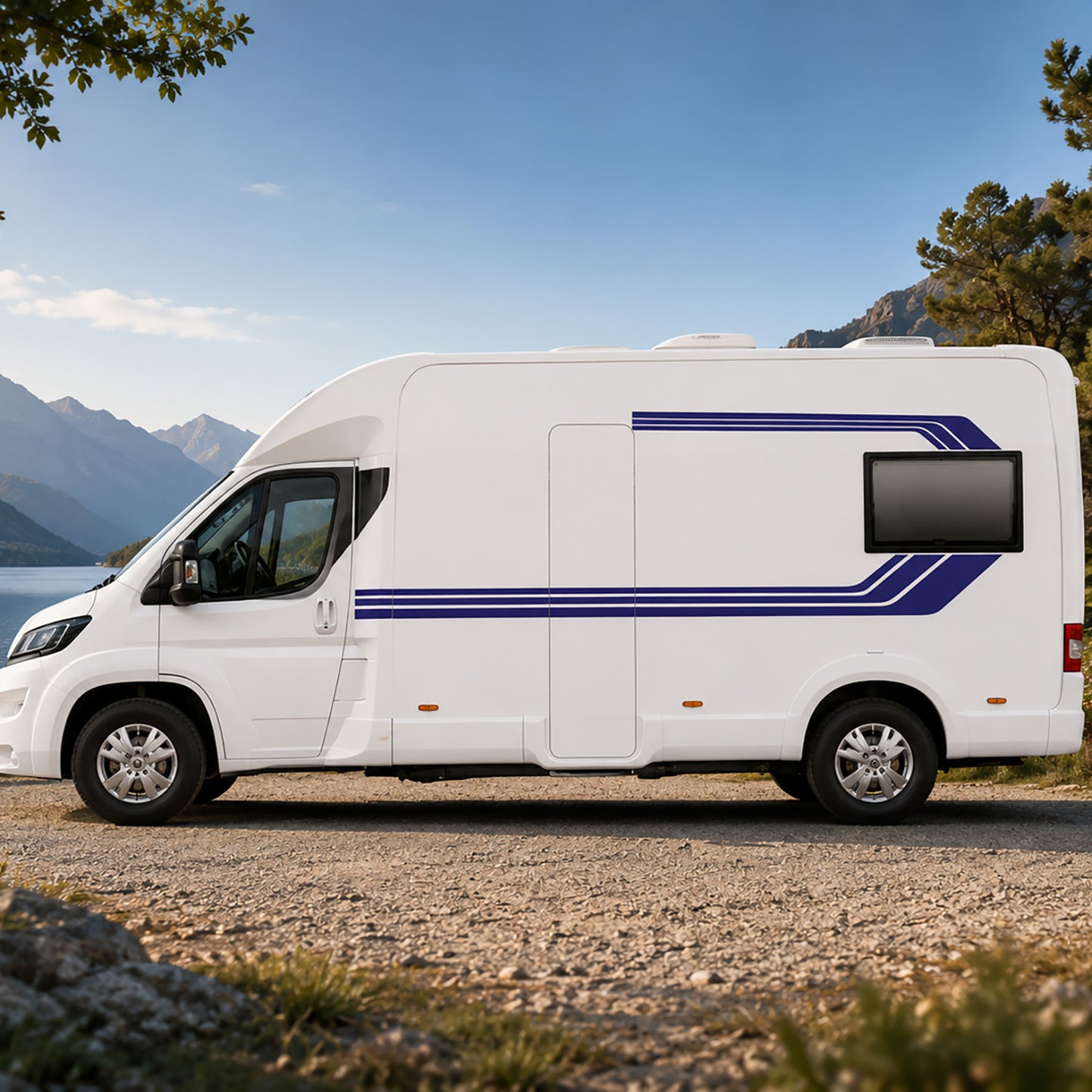 Retro Line Motorhome Graphics – Campervan Side Vinyl Decals