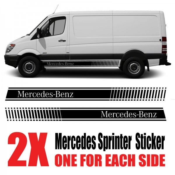 Image of a Mercedes Sprinter with side stripe vinyl stickers and decals