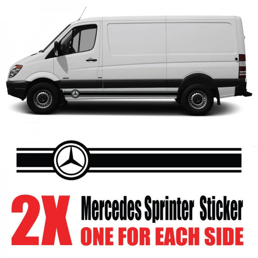 Image of a Mercedes Sprinter with racing stripe vinyl stickers and decals
