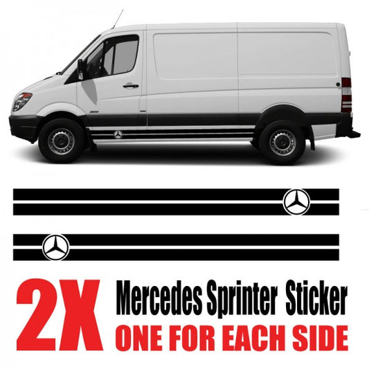 Image of a Mercedes Sprinter with bonnet stripe vinyl stickers and decals