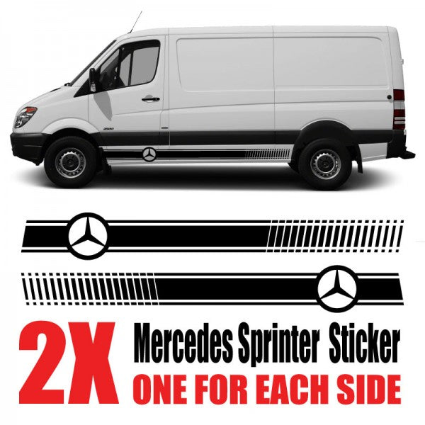Image of a Mercedes Sprinter with sport side stripe vinyl stickers and decals