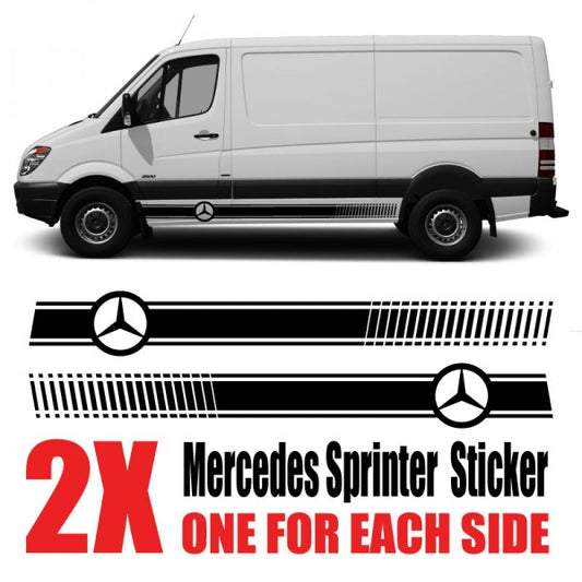 Image of a Mercedes Sprinter with sport side stripe vinyl stickers and decals