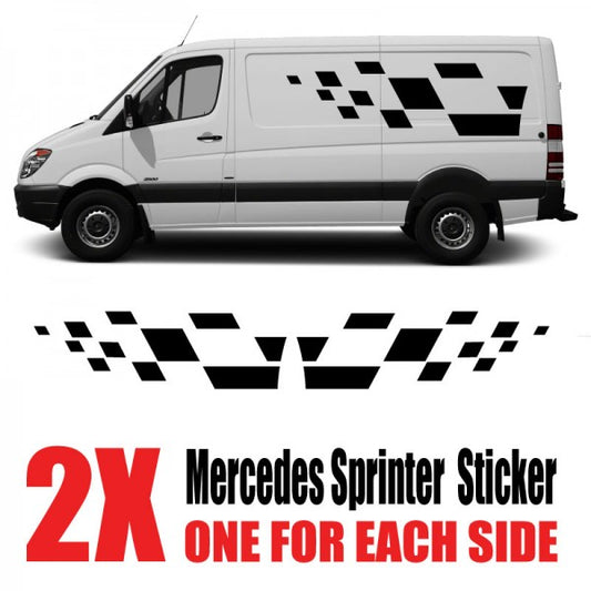 Image of a Mercedes Sprinter with performance stripe vinyl stickers and decals