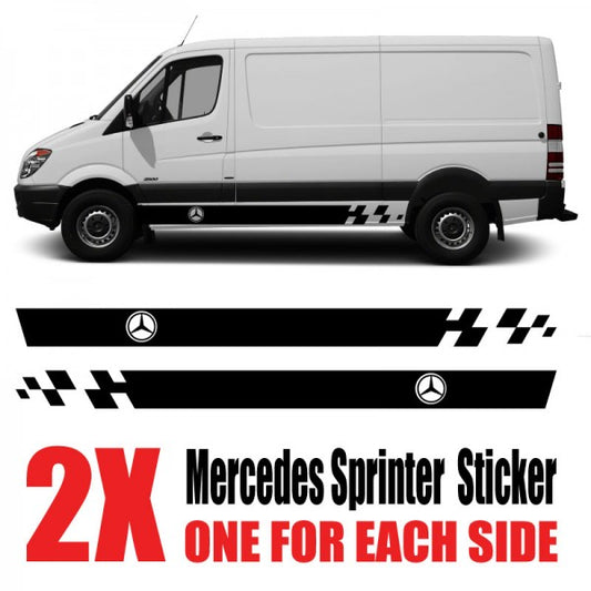 Image of a Mercedes Sprinter with body side decal vinyl stickers and decals