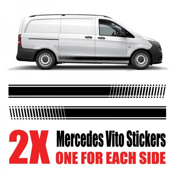 Image of a Mercedes Vito with side stripe vinyl stickers and decals