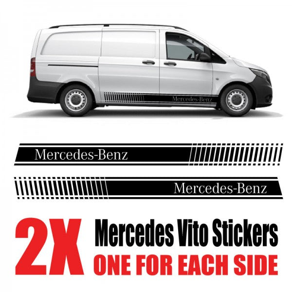 Image of a Mercedes Vito with performance stripe vinyl stickers and decals