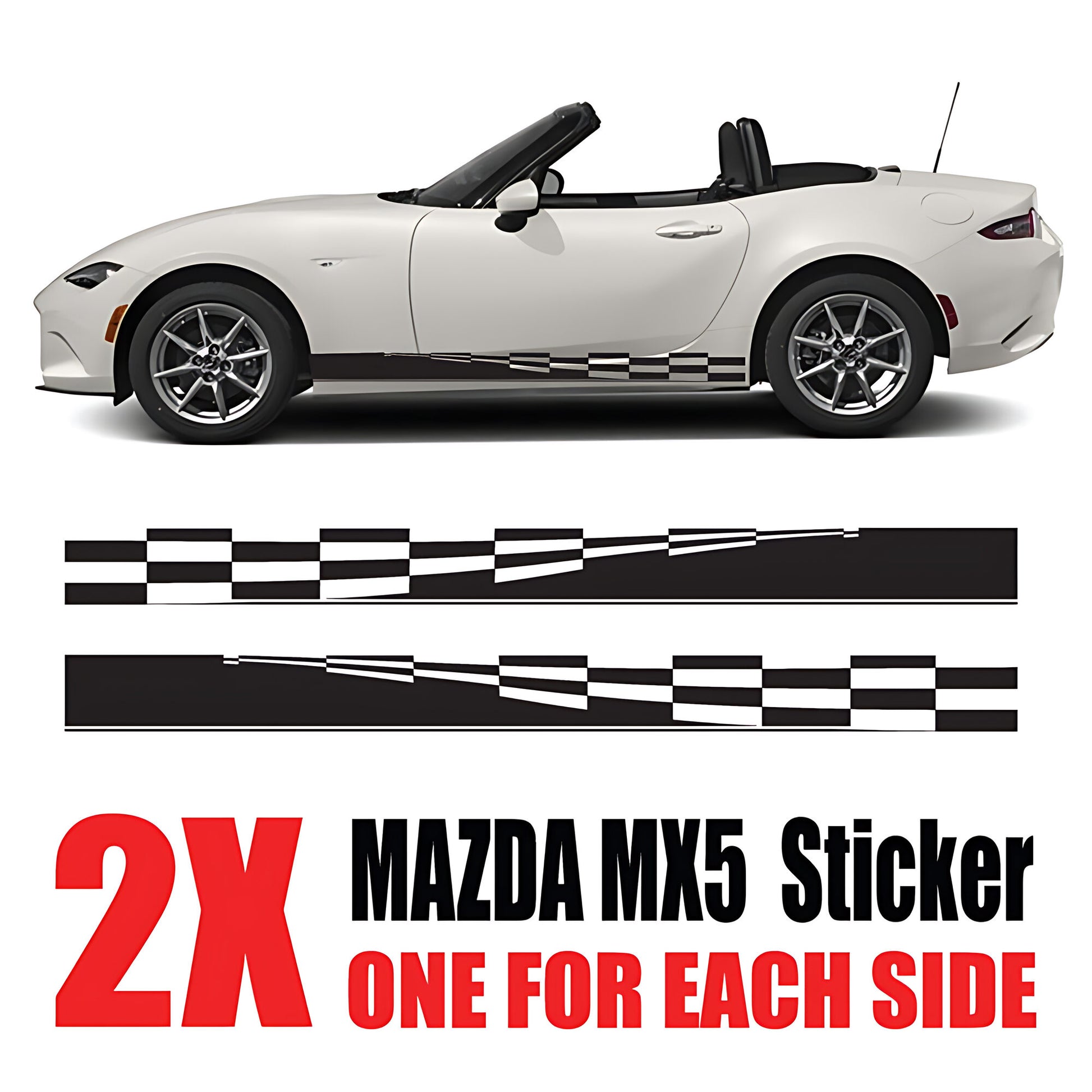 Mazda MX-5 Chequered Flag Racing Stripe – Motorsport Side Decal