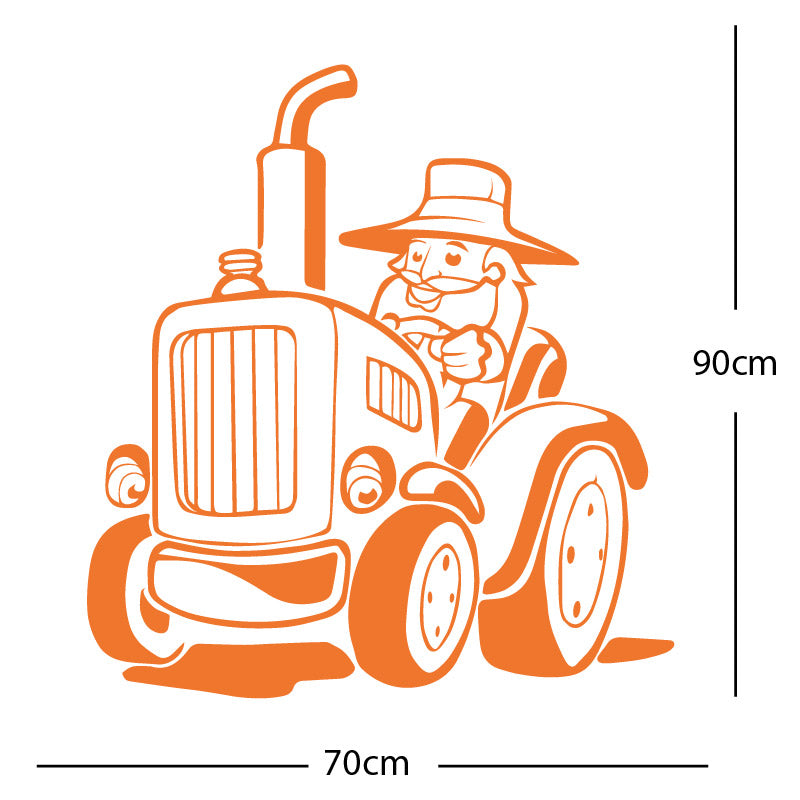 farmer and tractor decal wall sticker
