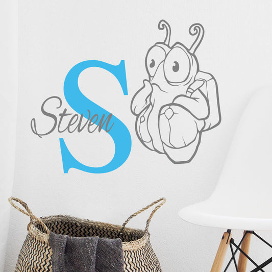 Personalised Cute Bug Initial Name Wall Stickers & Decals