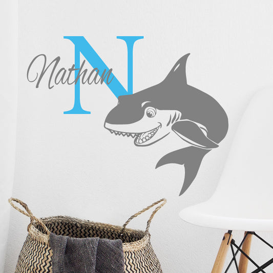 Personalised Shark Initial Name Wall Stickers & Decals
