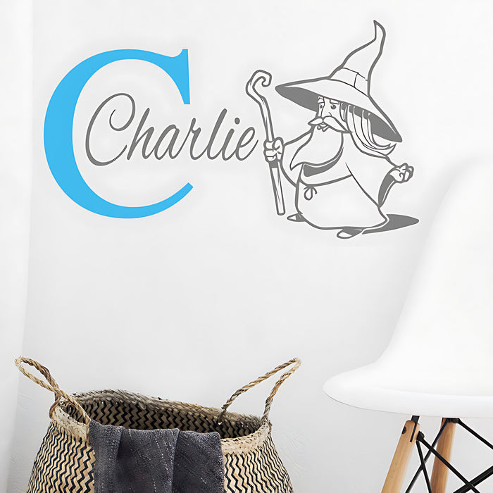 Personalised Wizard Initial Name Wall Stickers & Decals for Kids