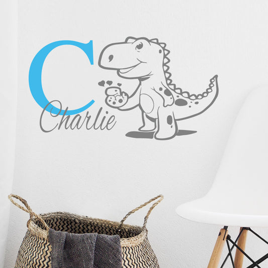 Personalised Dinosaur Initial Name Wall Stickers & Decals