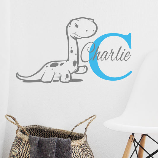 Personalised Dinosaur Initial Name Wall Stickers & Decals for Kids