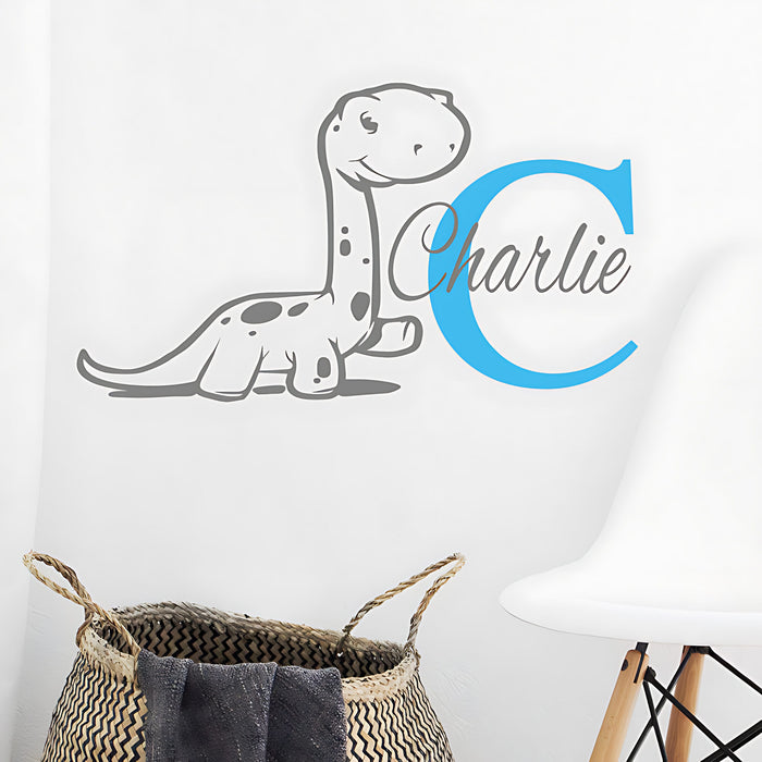Personalised Dinosaur Initial Name Wall Stickers & Decals for Kids