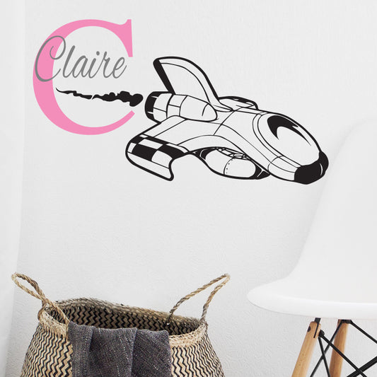 Personalised Spaceship Initial Name Wall Stickers & Decals