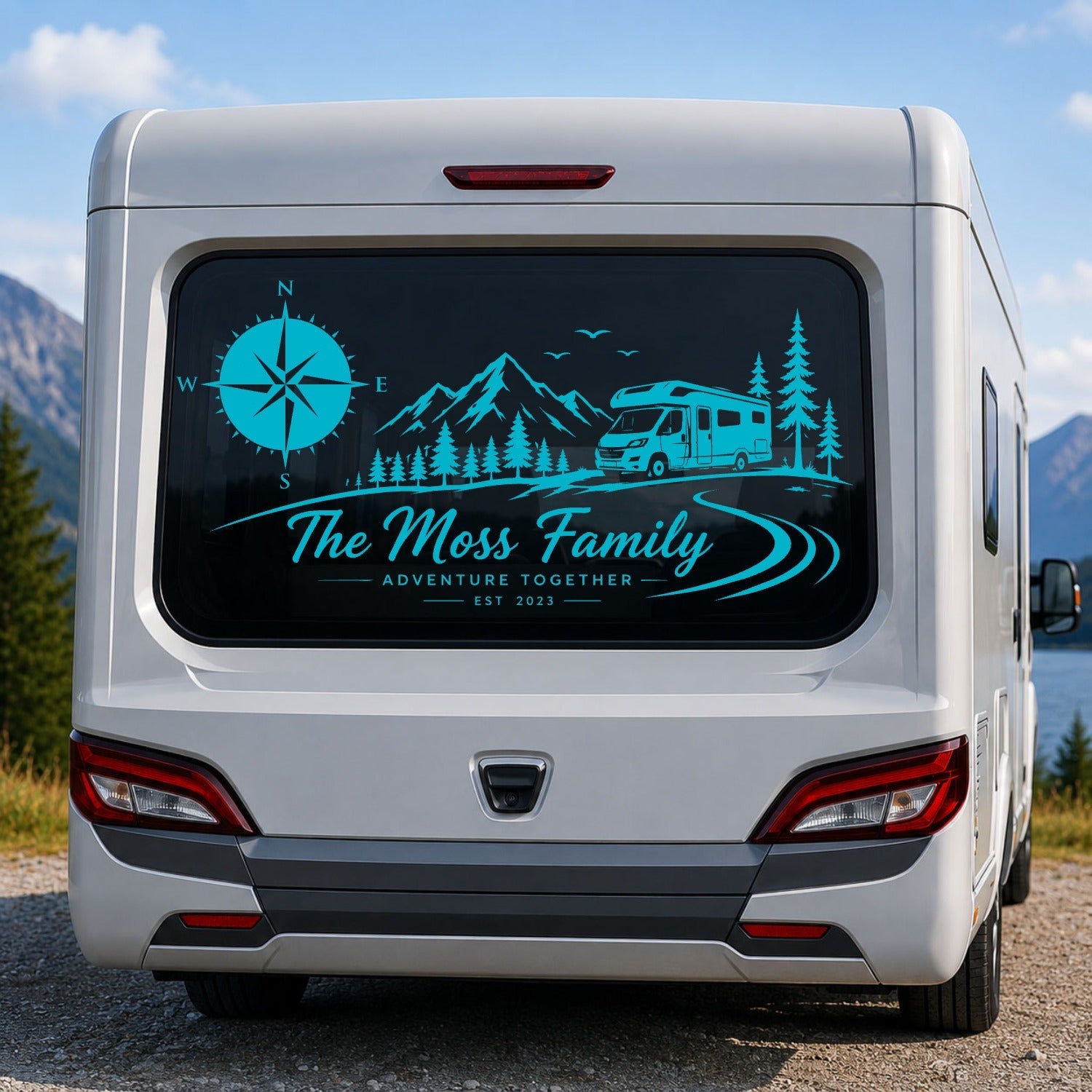 Personalised Caravan Rear Window Sticker