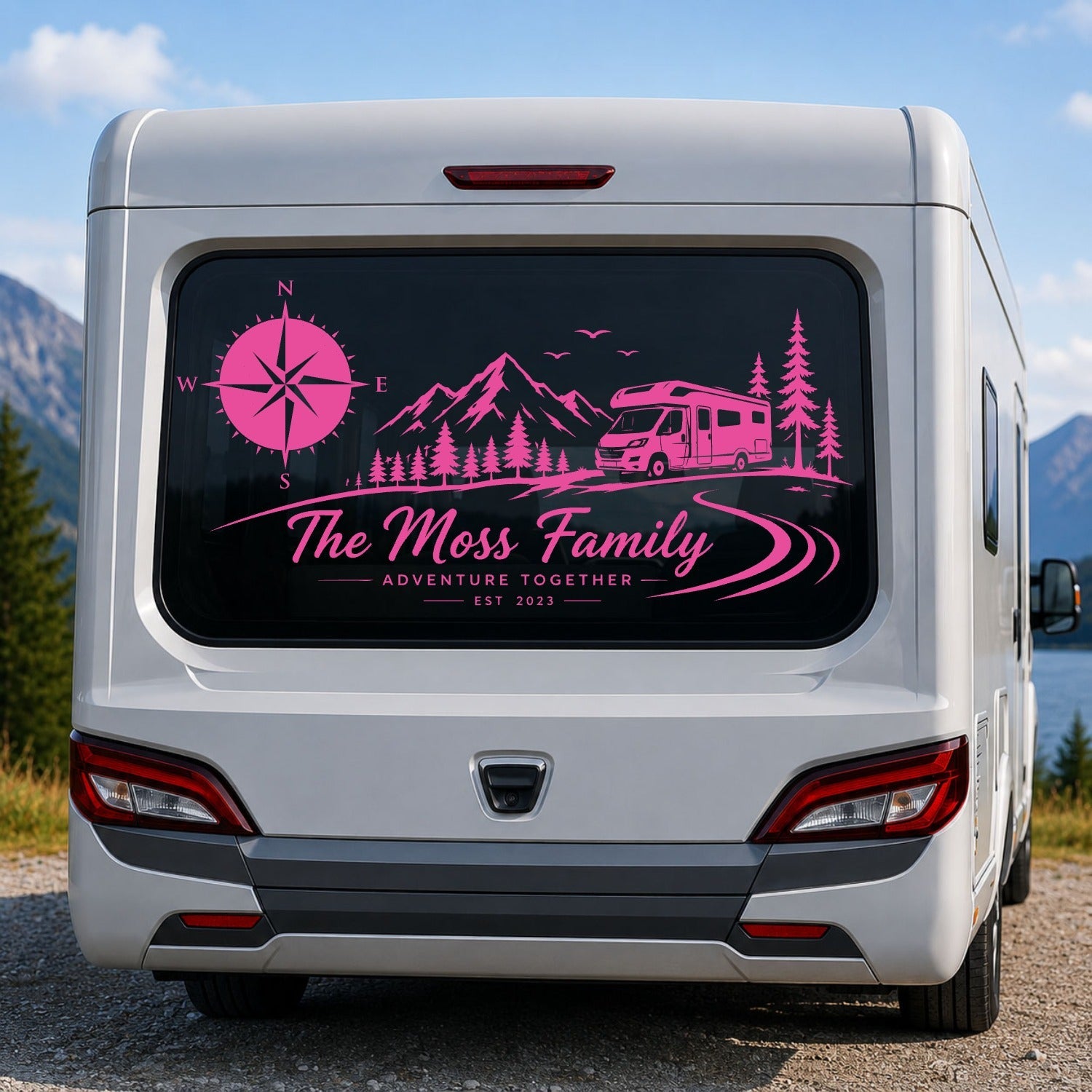 Personalised Caravan Rear Window Sticker