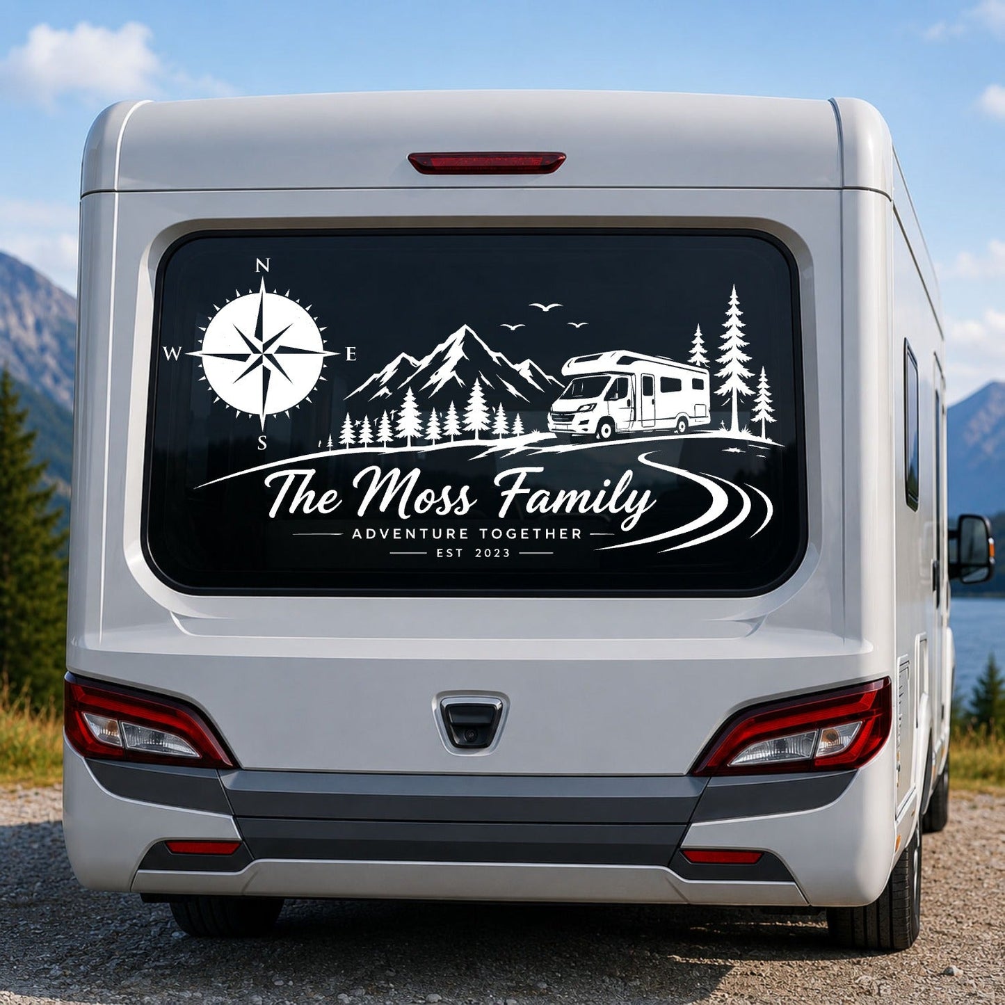 Personalised Caravan Rear Window Sticker