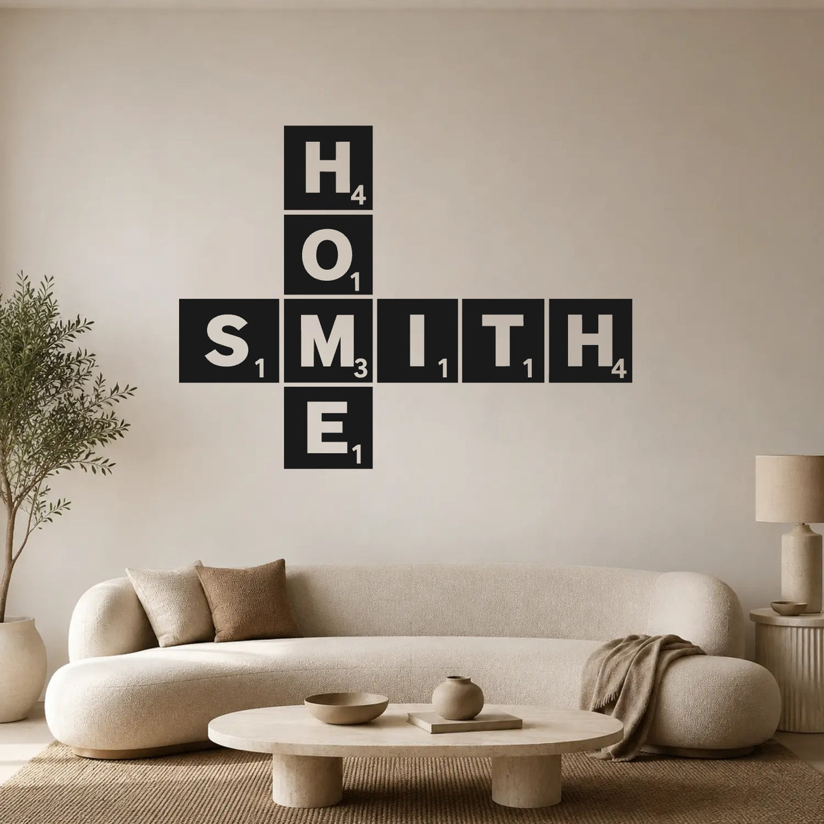 Personalised Scrabble Tile Wall Sticker – Dark Background Style - Black