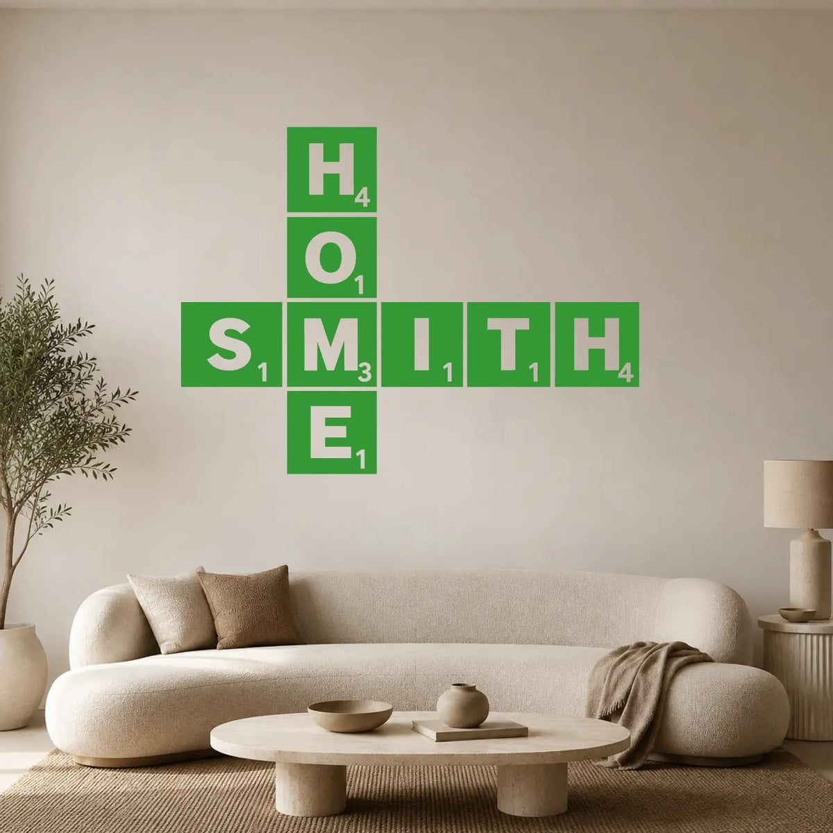 Personalised Scrabble Tile Wall Sticker – Dark Background Style - Green