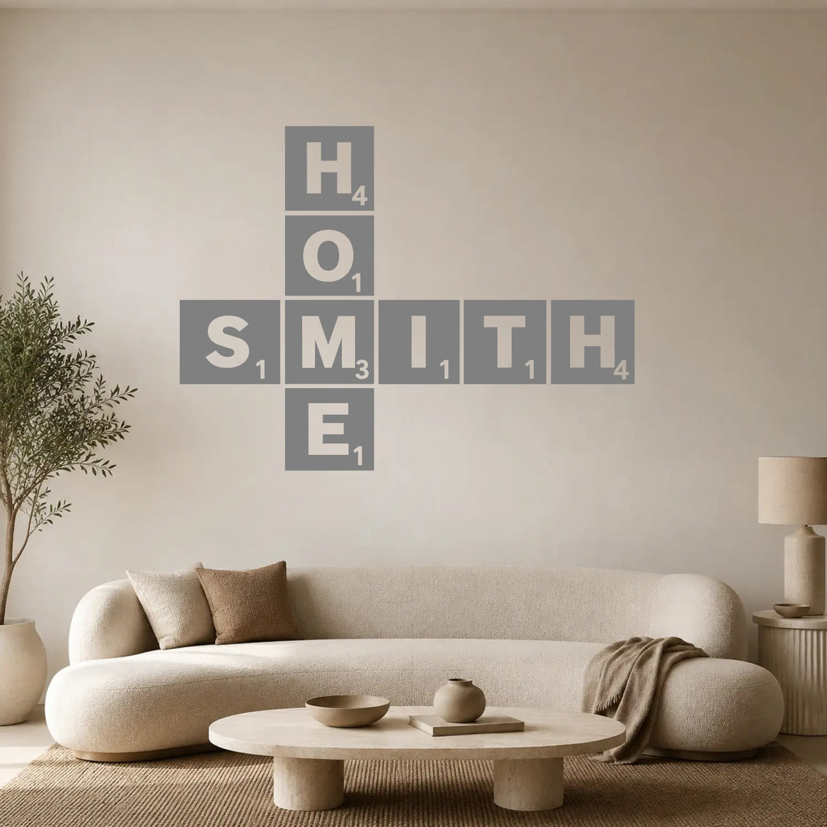 Personalised Scrabble Tile Wall Sticker – Dark Background Style - Grey
