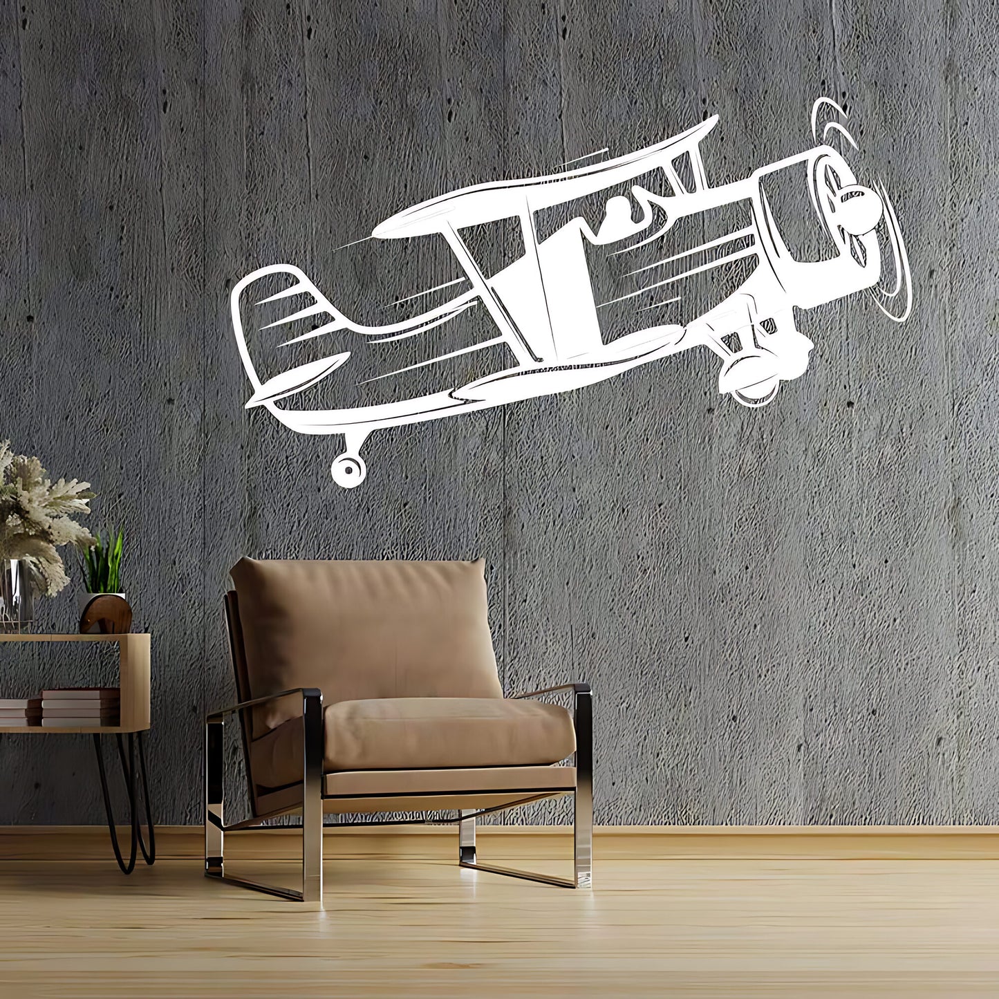 Vintage Biplane Sketch Wall Sticker - Aircraft Decal