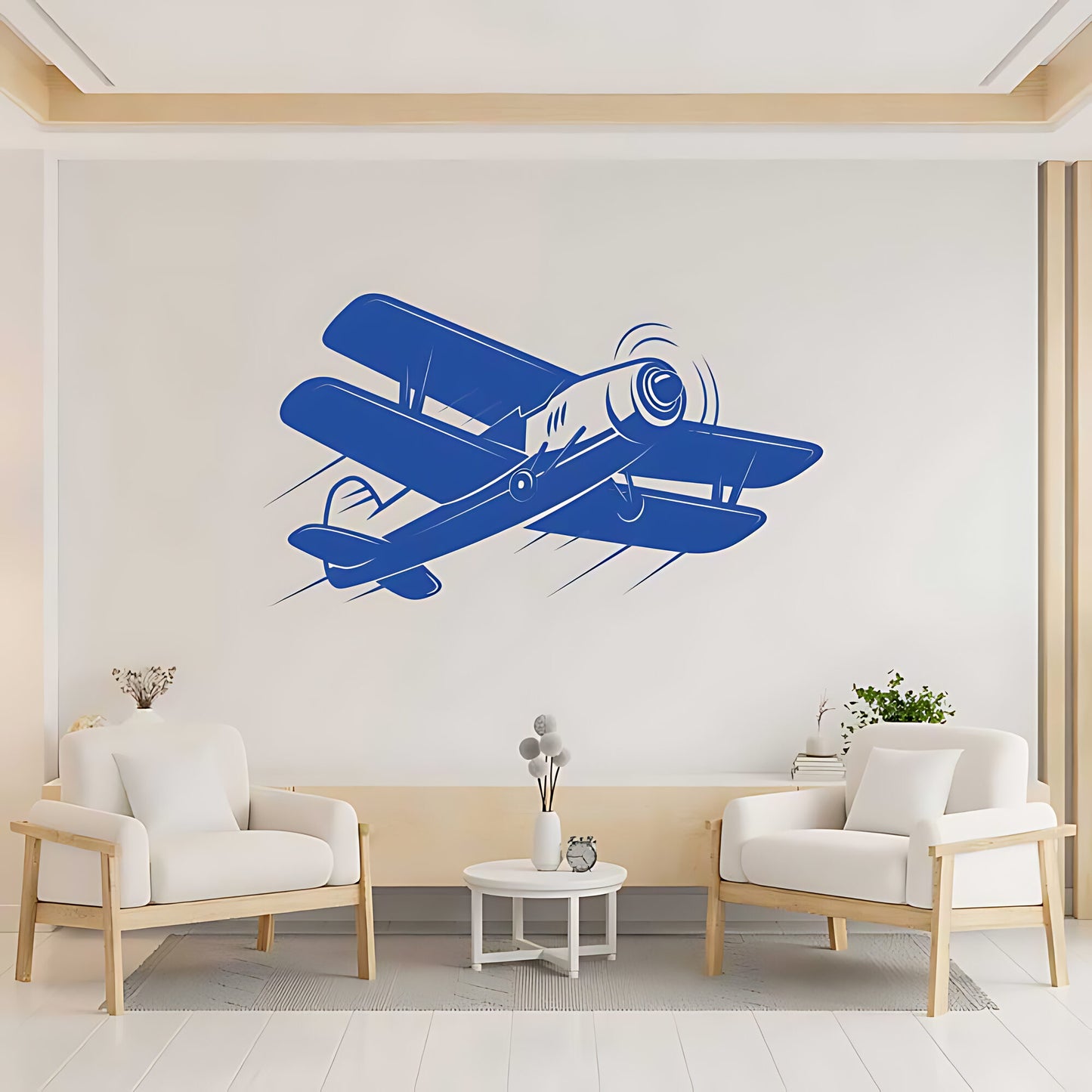 Vintage Biplane Wall Sticker - Retro Aircraft Decal