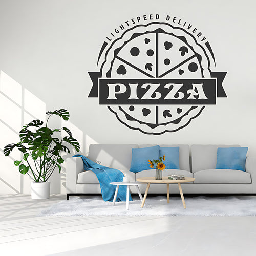 Pizza Wall Sticker ‚Äì Lightspeed Delivery Circular Badge Takeaway Decal