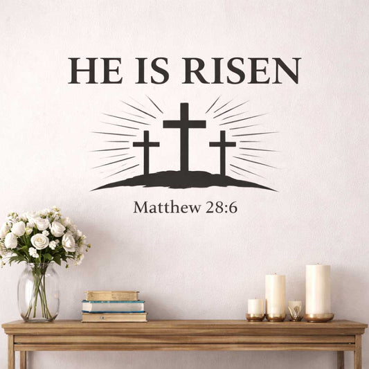 He Is Risen Matthew 28:6 Christian Wall Sticker Decal