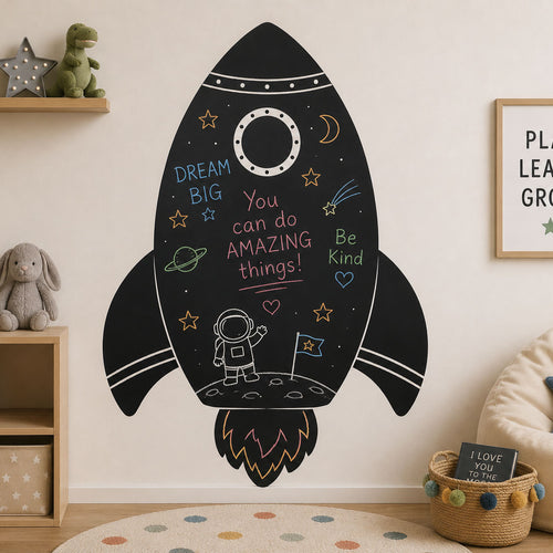 Rocket Chalkboard Wall Sticker for Kids Bedrooms