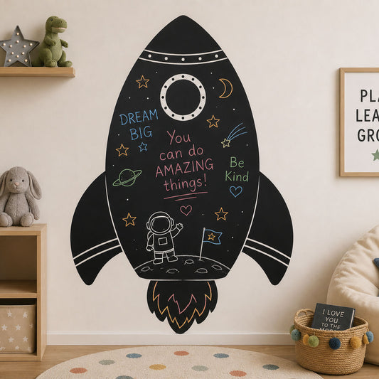 Rocket Chalkboard Wall Sticker for Kids Bedrooms