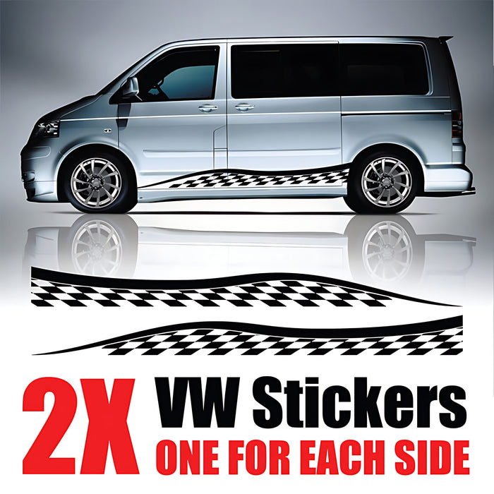 VW Transporter Chequered Arch Wave Side Graphic ‚Äì Motorsport Van Decal