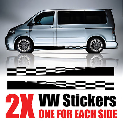 VW Transporter Chequered Bar Side Stripe – Full Length Racing Van Decal