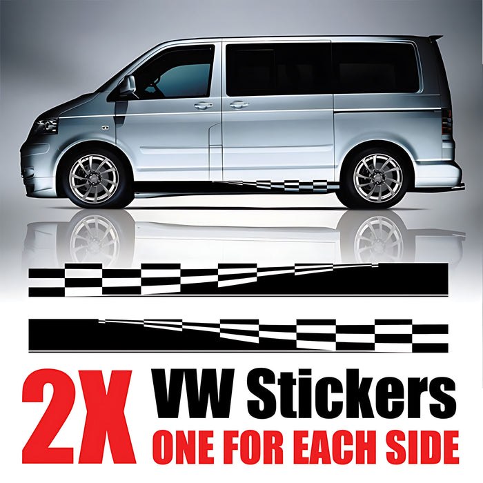 VW Transporter Chequered Bar Side Stripe ‚Äì Full Length Racing Van Decal