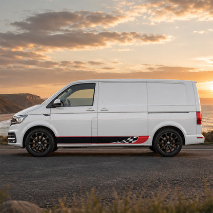 VW Transporter Chequered Racing Stripe Decal – Side Body Graphics Kit