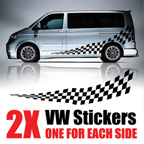 VW Transporter T6.1 Chequered Side Stripes – Premium Van Graphics Kit