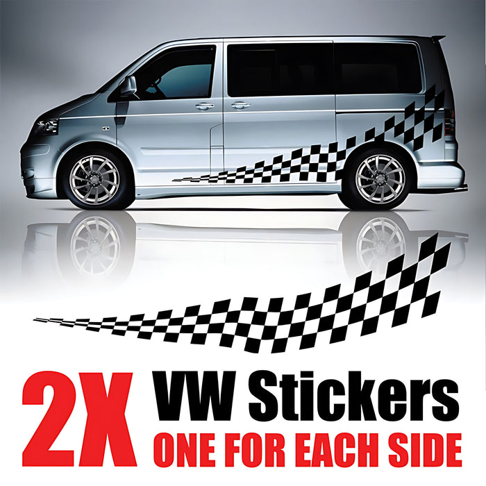 VW Transporter T6.1 Chequered Side Stripes ‚Äì Premium Van Graphics Kit