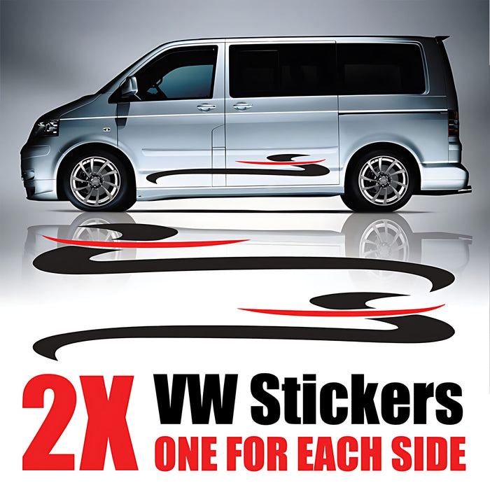 VW Transporter Flame Swoosh Side Graphics ‚Äì Dynamic Van Body Stripe