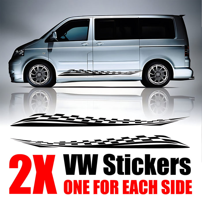 VW Transporter Chequered Torpedo Side Graphics ‚Äì Motorsport Van Decal